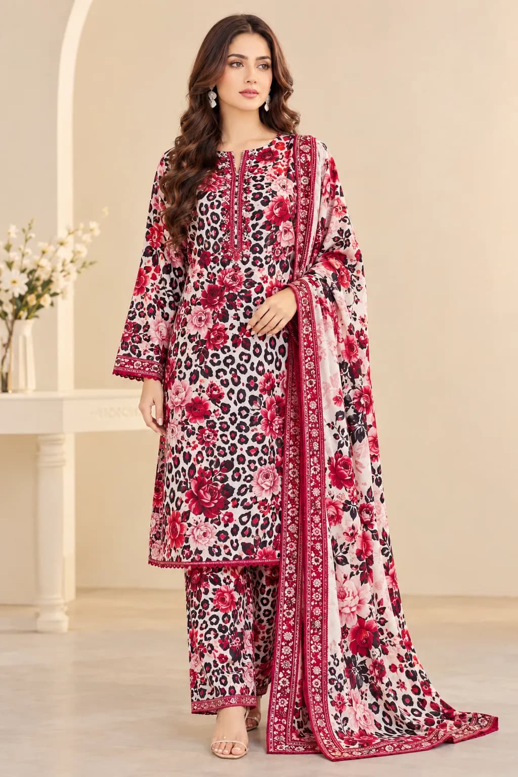 Aneela’s Winter Collection 1315 – 3 Piece Airjet Linen Suit