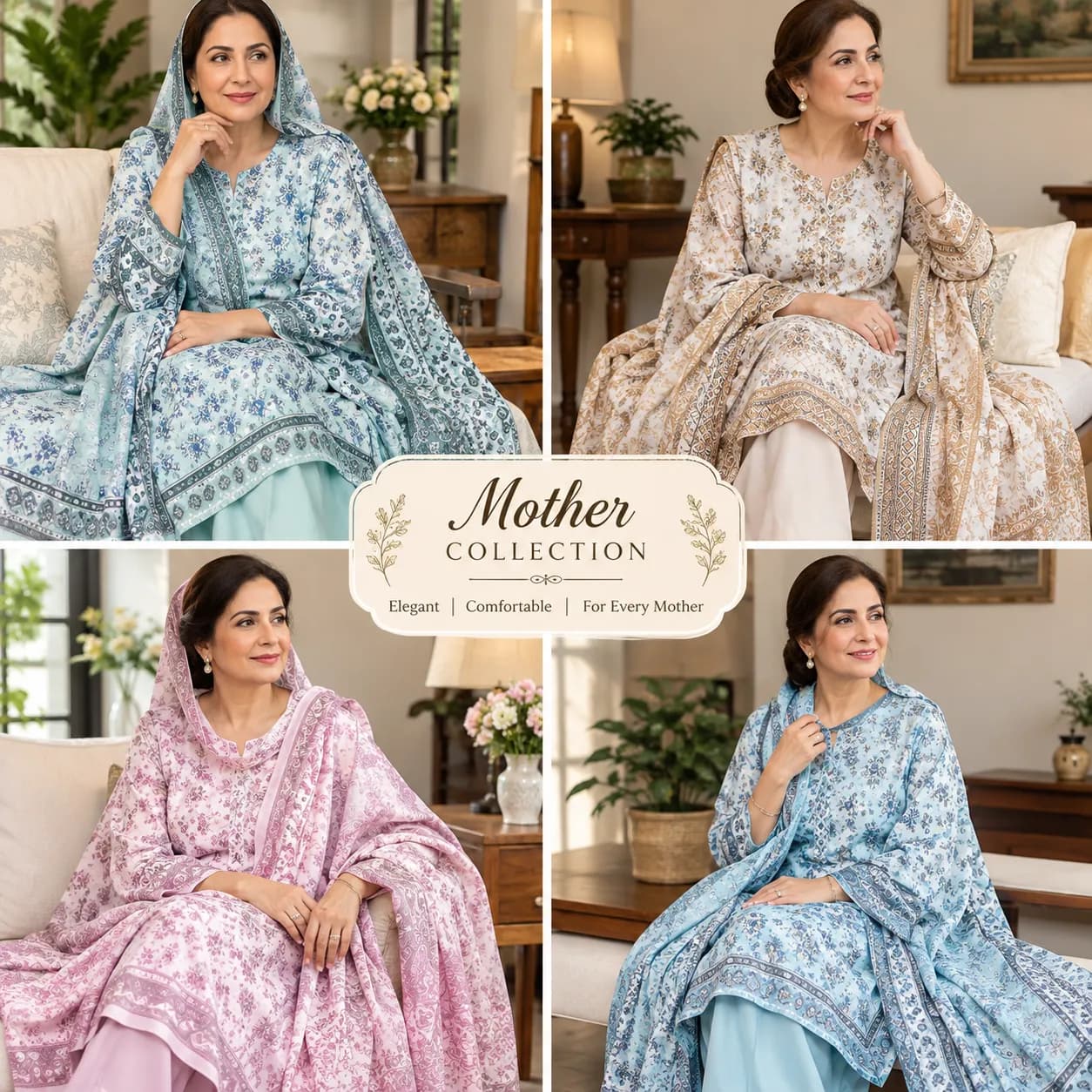 Mother Collection – Printed 3 Piece Suit