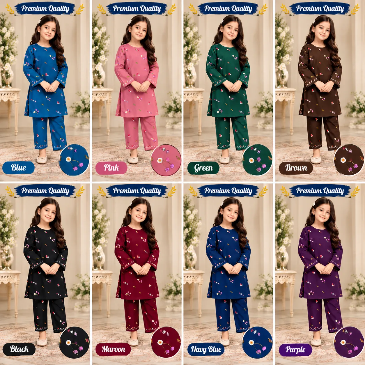 Premium Quality Dhanak 2 Piece Suit for Girls