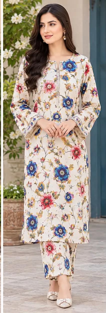 White Floral 2 Piece Suit