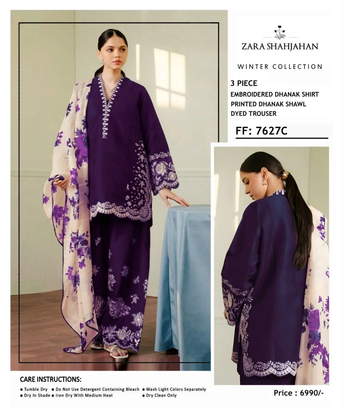 Zara Shahjahan Winter Collection 3 Piece Suit – FF 7627C